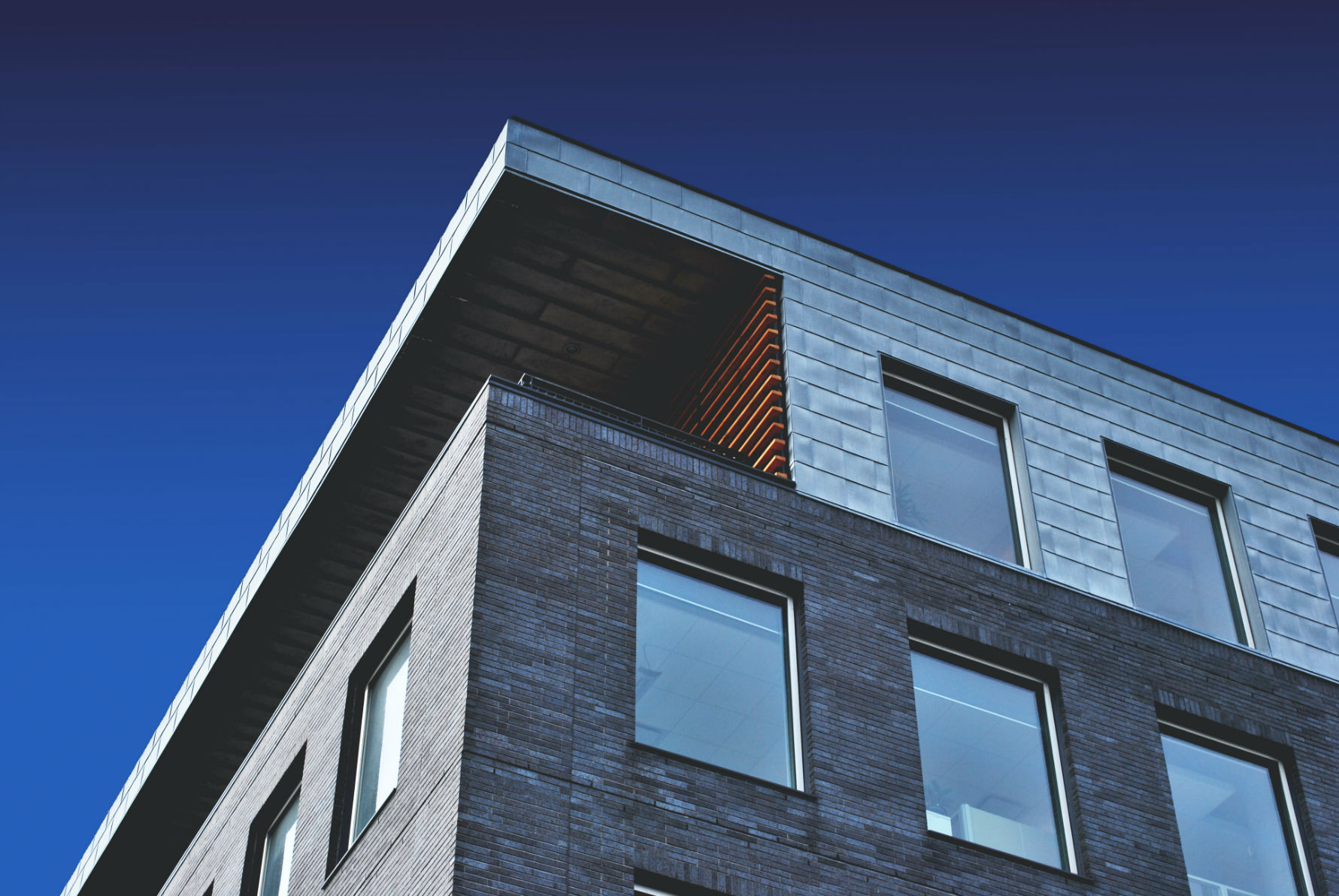 Modern brick and glass building facade